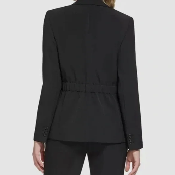 New Calvin Klein Black Tie Waist Blazer Long Sleeve Jacket Coat Blouse career 10 - Picture 11 of 12